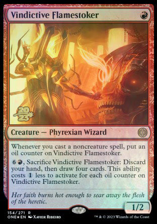 Vindictive Flamestoker [Phyrexia: All Will Be One Prerelease Promos] | Event Horizon Hobbies CA