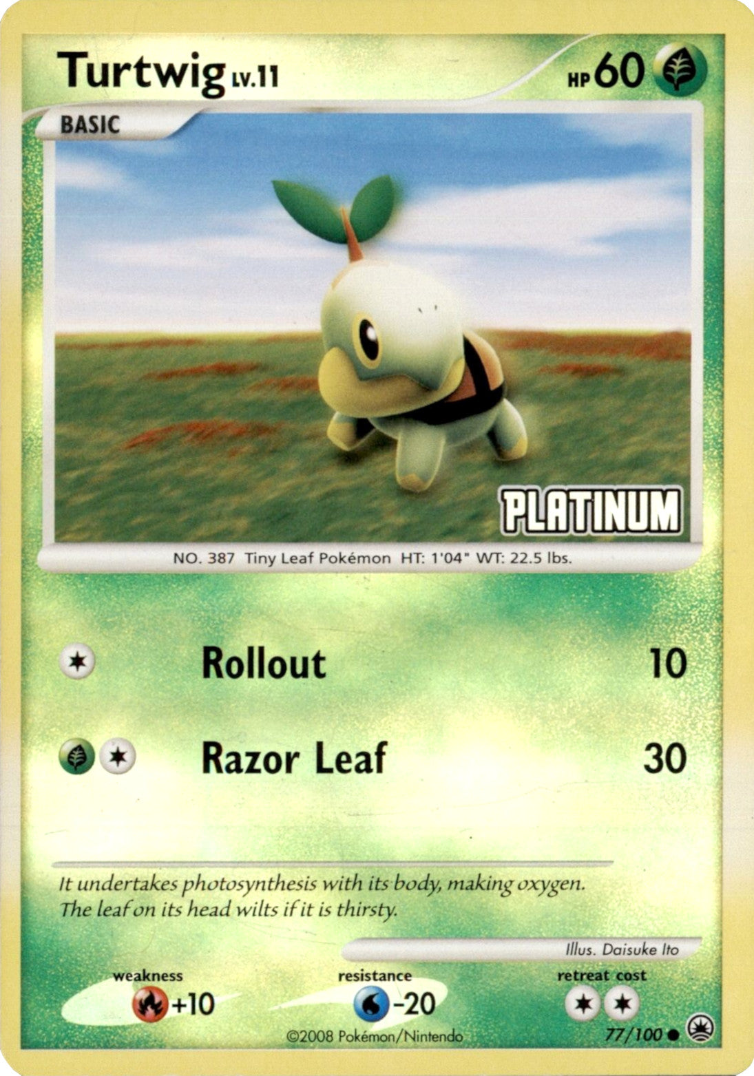 Turtwig LV.11 (77/100) (Platinum) [Burger King Promos: 2008 Collection] | Event Horizon Hobbies CA