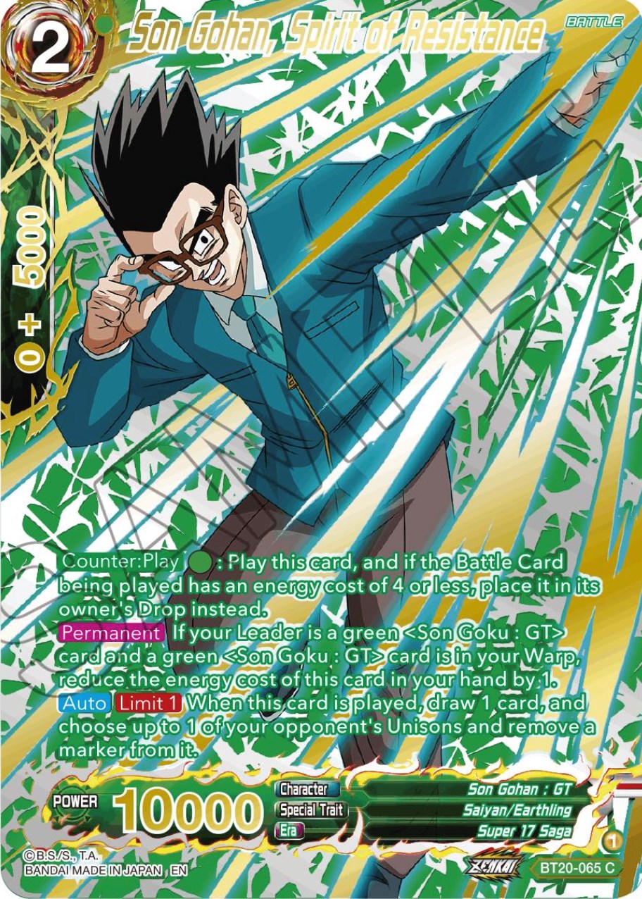 Son Gohan, Spirit of Resistance (Gold-Stamped) (BT20-065) [Power Absorbed] | Event Horizon Hobbies CA