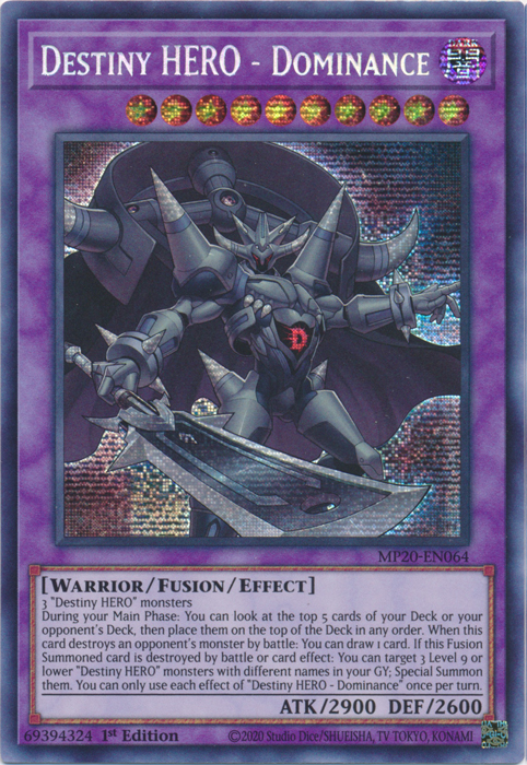 Destiny Hero - Dominance [MP20-EN064] Prismatic Secret Rare | Event Horizon Hobbies CA