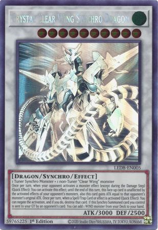 Crystal Clear Wing Synchro Dragon [LED8-EN005] Ghost Rare | Event Horizon Hobbies CA