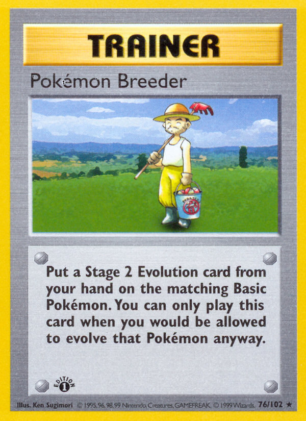 Pokemon Breeder (76/102) (Shadowless) [Base Set 1st Edition] | Event Horizon Hobbies CA