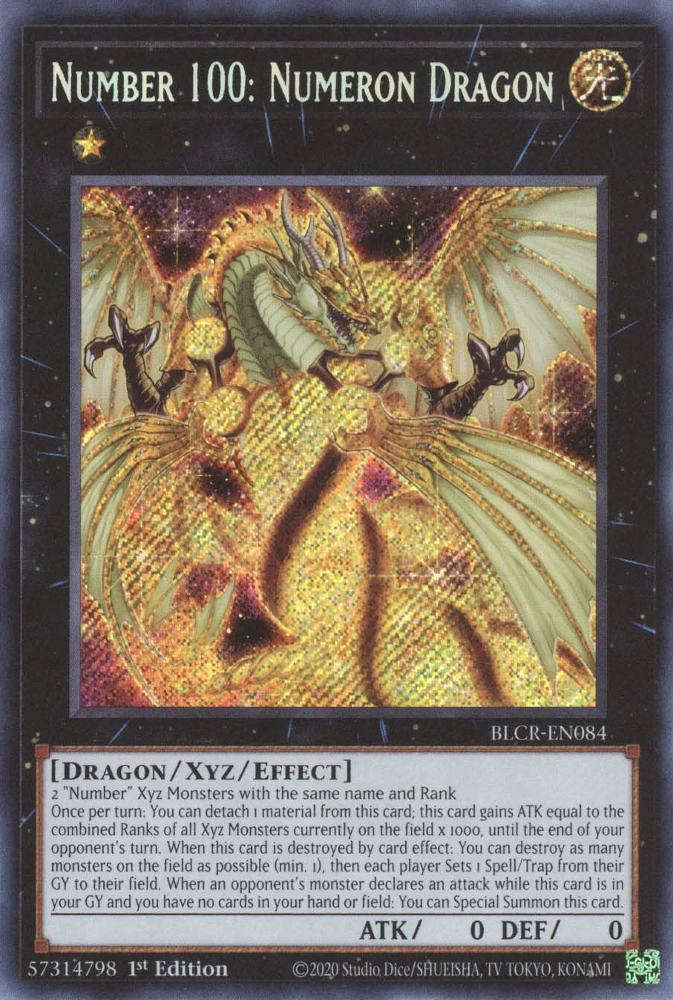 Number 100: Numeron Dragon [BLCR-EN084] Secret Rare | Event Horizon Hobbies CA