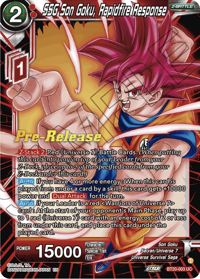 SSG Son Goku, Rapidfire Response (BT20-003) [Power Absorbed Prerelease Promos] | Event Horizon Hobbies CA