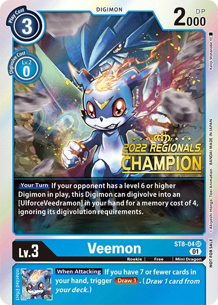 Veemon [ST8-04] (2022 Championship Online Regional) (Online Champion) [Starter Deck: Ulforce Veedramon Promos] | Event Horizon Hobbies CA