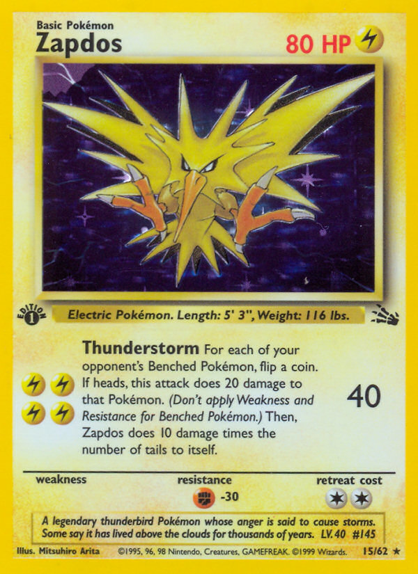 Zapdos (15/62) [Fossil 1st Edition] | Event Horizon Hobbies CA