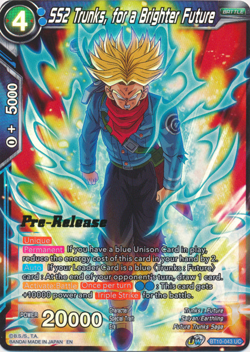 SS2 Trunks, for a Brighter Future (BT10-043) [Rise of the Unison Warrior Prerelease Promos] | Event Horizon Hobbies CA