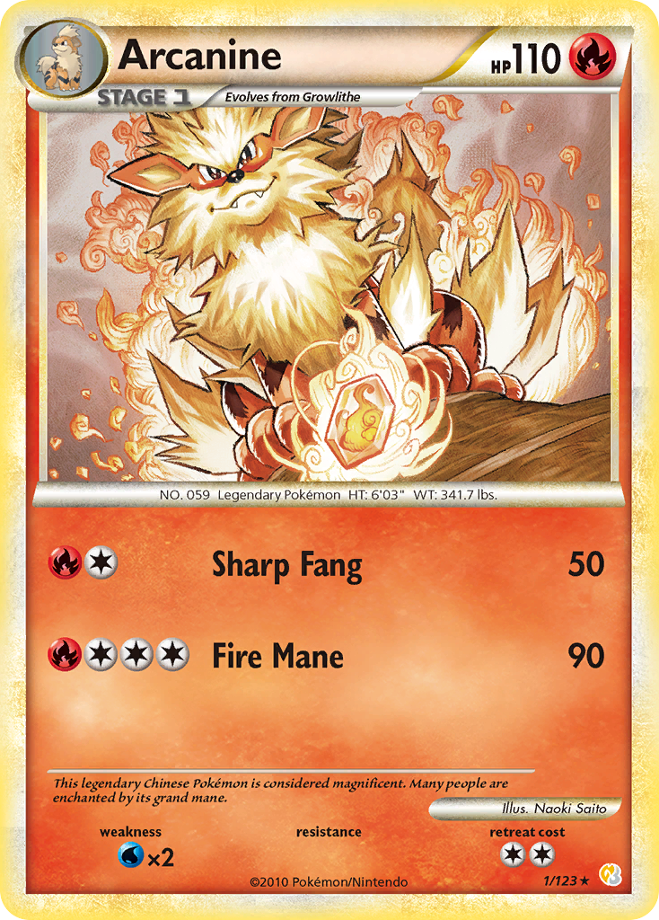 Arcanine (1/123) [HeartGold & SoulSilver: Base Set] | Event Horizon Hobbies CA