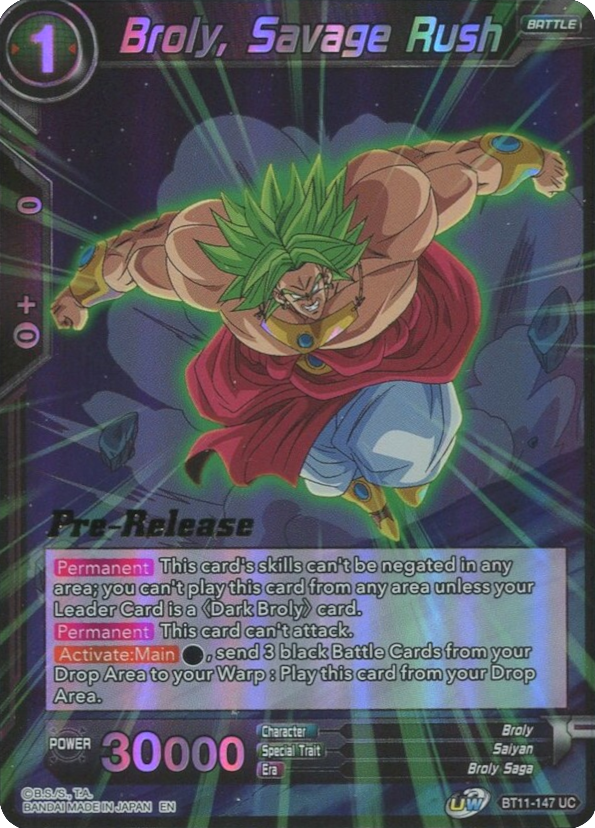 Broly, Savage Rush (BT11-147) [Vermilion Bloodline Prerelease Promos] | Event Horizon Hobbies CA