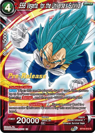 SSB Vegeta, for the Universe's Survival (BT16-012) [Realm of the Gods Prerelease Promos] | Event Horizon Hobbies CA