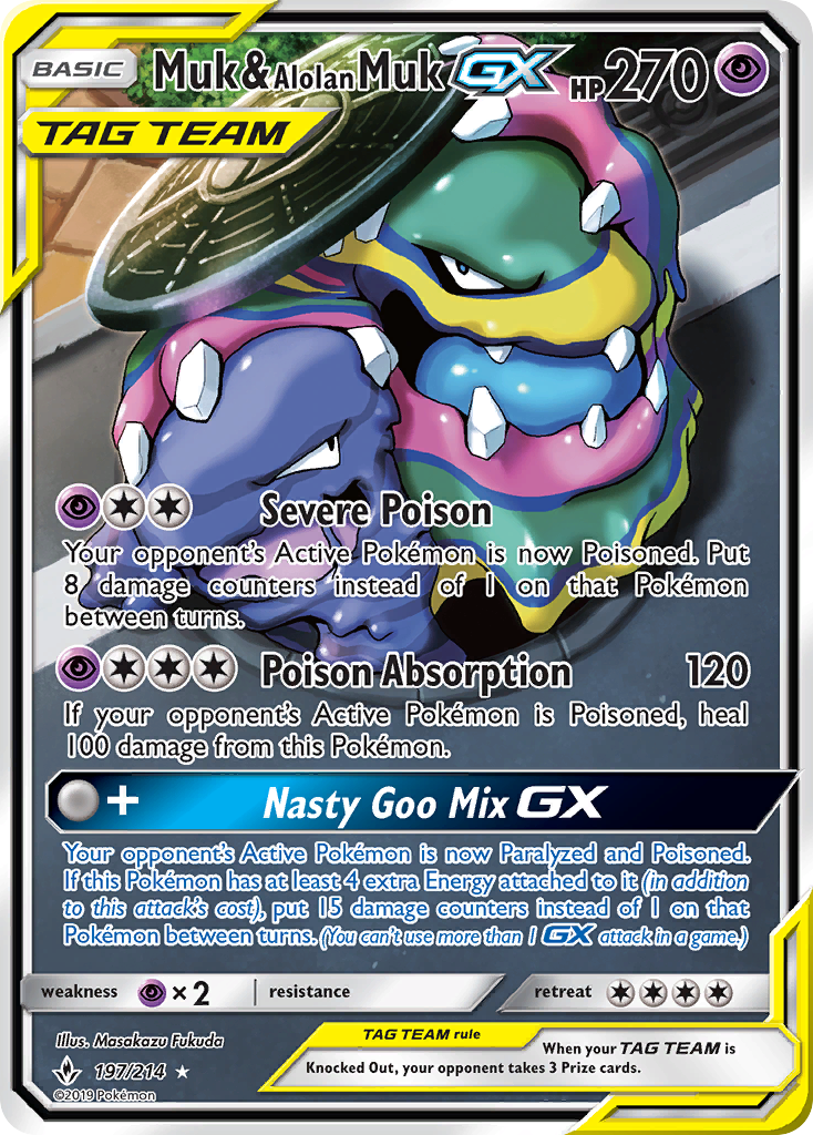 Muk & Alolan Muk GX (197/214) [Sun & Moon: Unbroken Bonds] | Event Horizon Hobbies CA