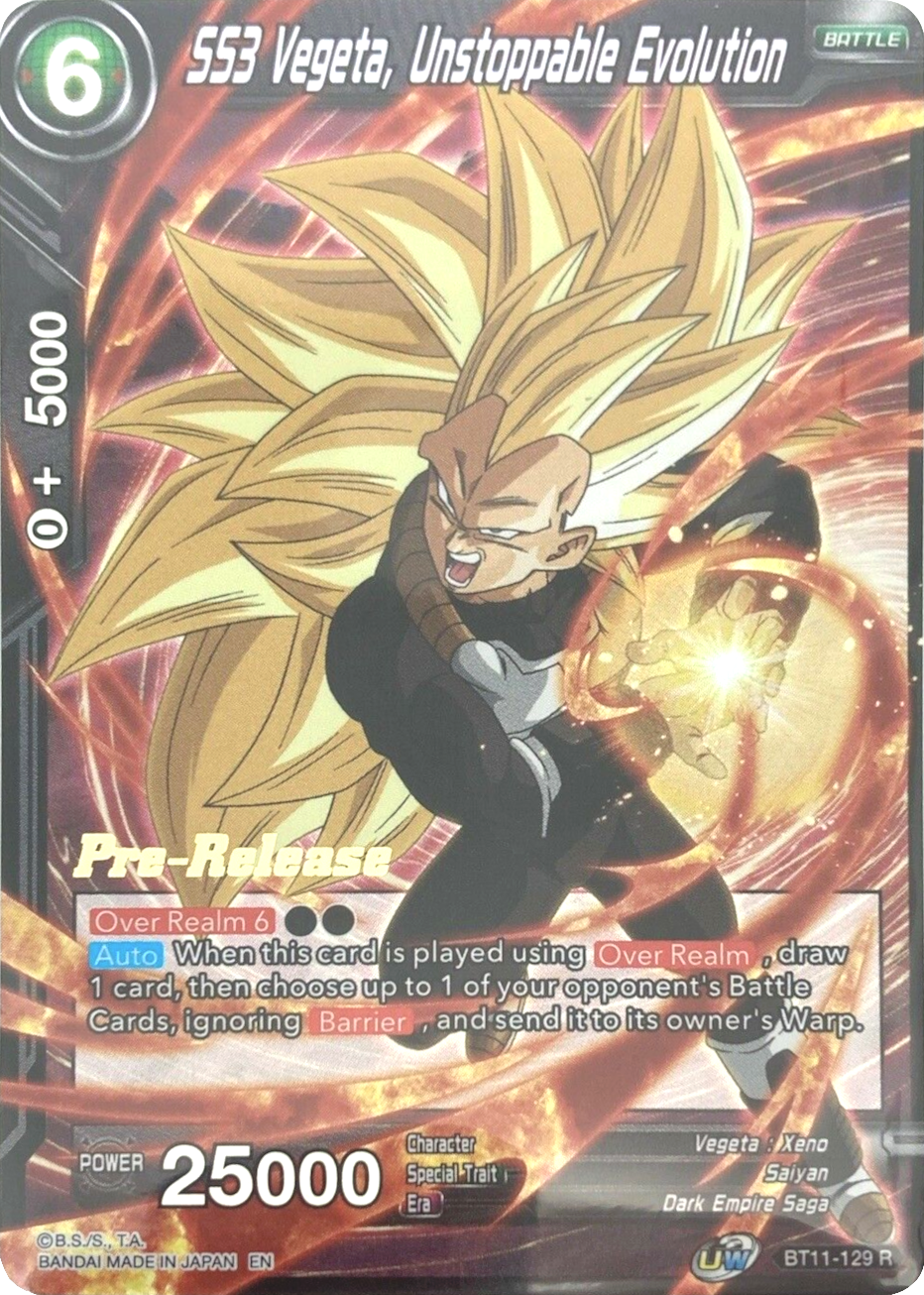 SS3 Vegeta, Unstoppable Evolution (BT11-129) [Vermilion Bloodline Prerelease Promos] | Event Horizon Hobbies CA