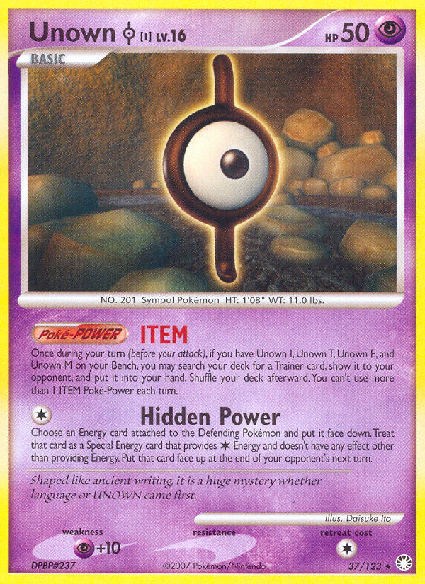 Unown I (37/123) [Diamond & Pearl: Mysterious Treasures] | Event Horizon Hobbies CA