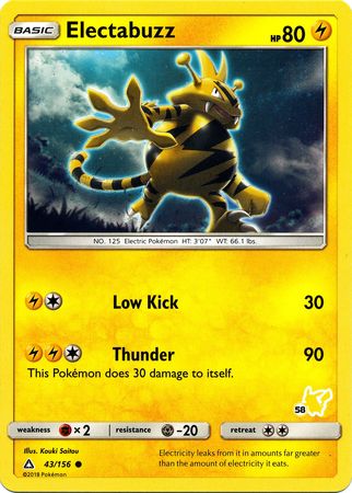 Electabuzz (43/156) (Pikachu Stamp #58) [Battle Academy 2020] | Event Horizon Hobbies CA