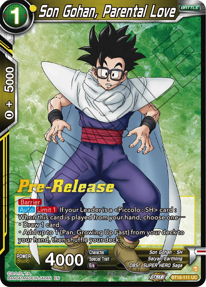 Son Gohan, Parental Love (BT18-111) [Dawn of the Z-Legends Prerelease Promos] | Event Horizon Hobbies CA