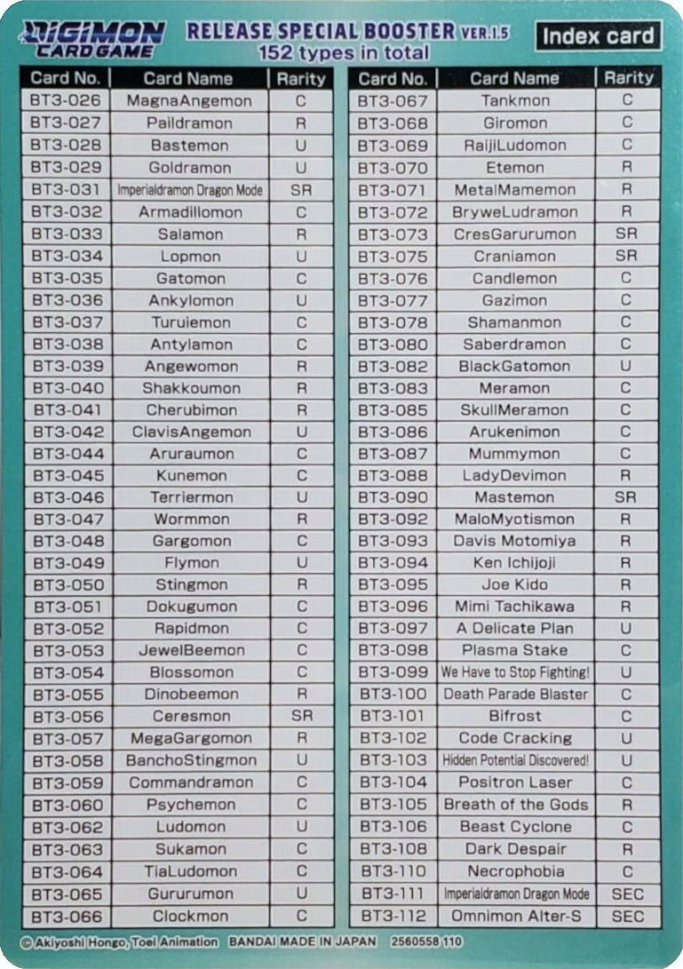 Release Special Booster Ver.1.5 Index Card (Player 2) [Release Special Booster Ver.1.5] | Event Horizon Hobbies CA