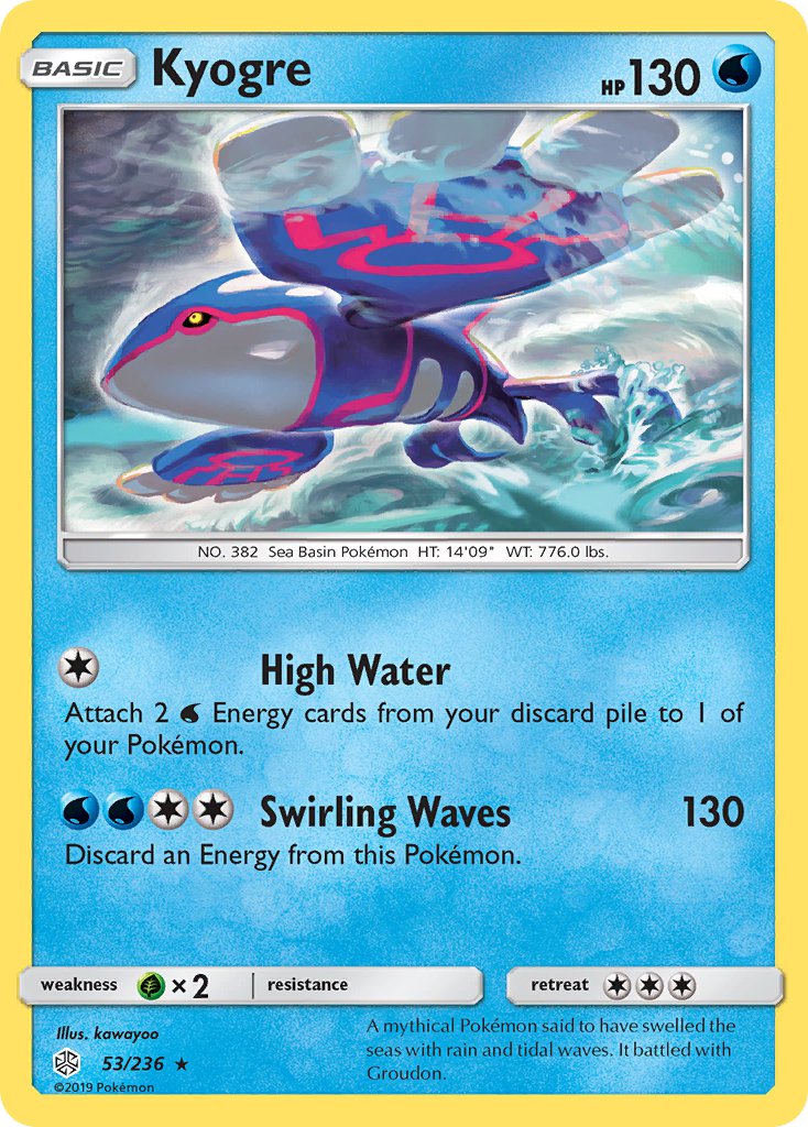 Kyogre (53/236) (Cracked Ice Holo) (Theme Deck Exclusive) [Sun & Moon: Cosmic Eclipse] | Event Horizon Hobbies CA