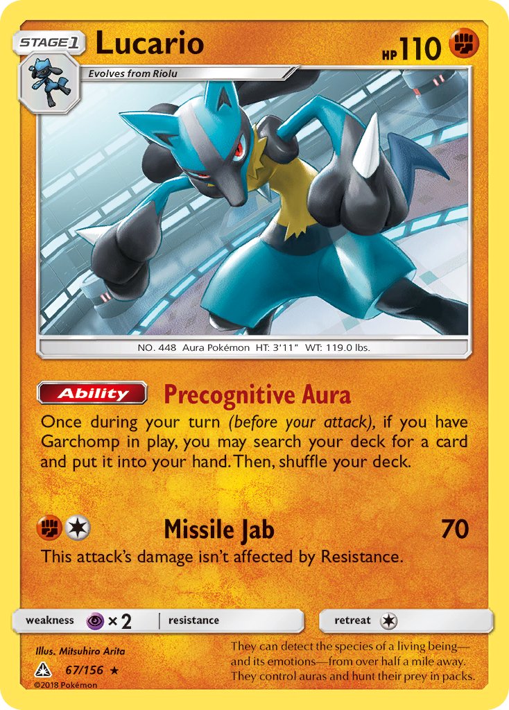 Lucario (67/156) (Theme Deck Exclusive) [Sun & Moon: Ultra Prism] | Event Horizon Hobbies CA