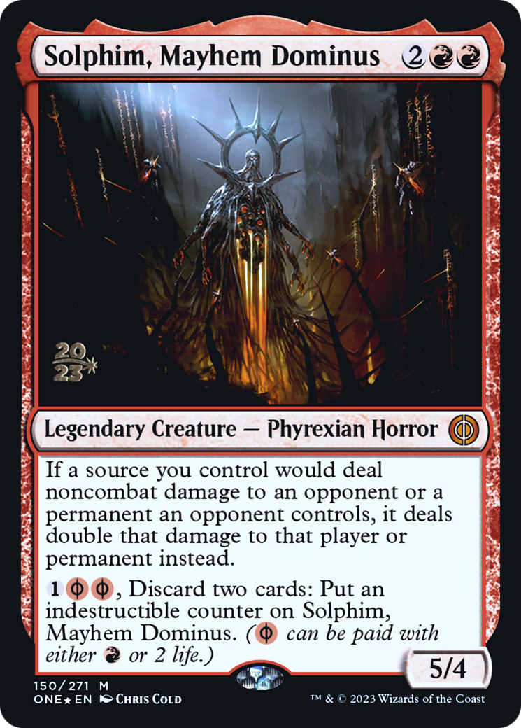 Solphim, Mayhem Dominus [Phyrexia: All Will Be One Prerelease Promos] | Event Horizon Hobbies CA