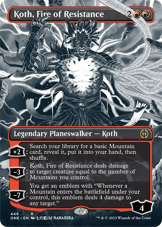 Koth, Fire of Resistance (Borderless Manga Step-and-Compleat Foil) [Phyrexia: All Will Be One] | Event Horizon Hobbies CA