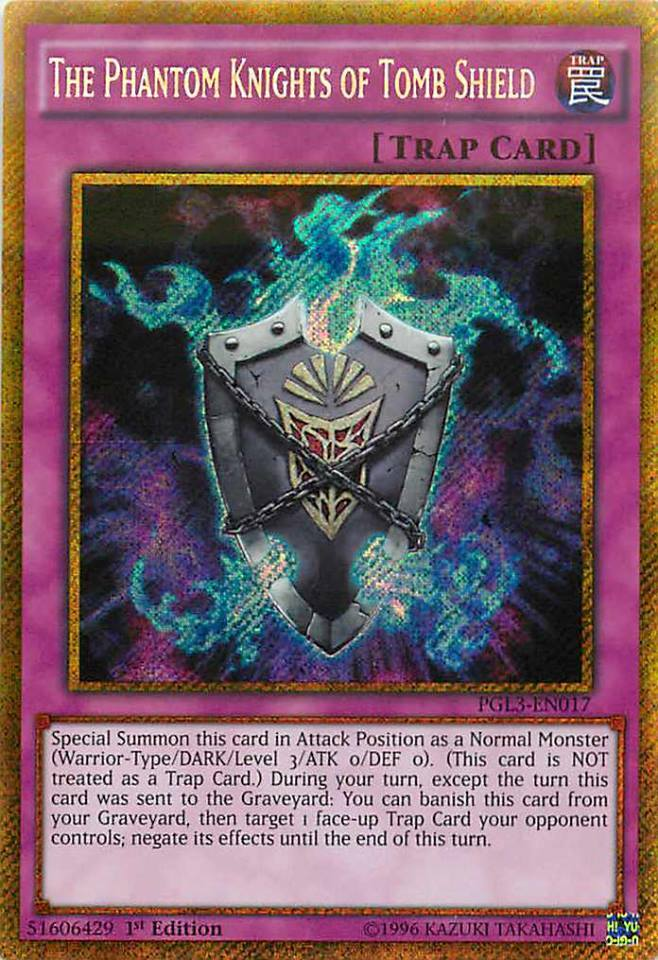 The Phantom Knights of Tomb Shield [PGL3-EN017] Gold Secret Rare | Event Horizon Hobbies CA