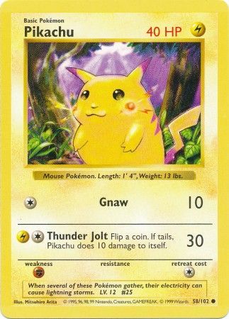 Pikachu (58/102) (Red Cheeks Misprint) [Base Set Shadowless Unlimited] | Event Horizon Hobbies CA