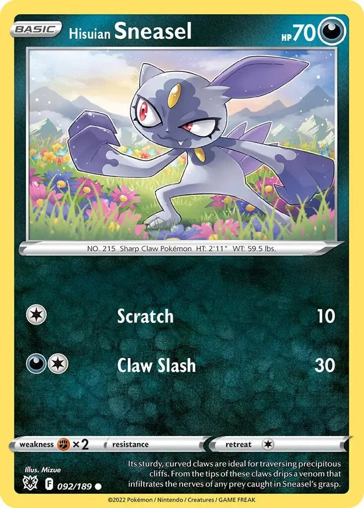 Hisuian Sneasel (092/189) (Theme Deck Exclusive) [Sword & Shield: Astral Radiance] | Event Horizon Hobbies CA