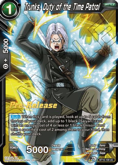 Trunks, Duty of the Time Patrol (BT16-109) [Realm of the Gods Prerelease Promos] | Event Horizon Hobbies CA