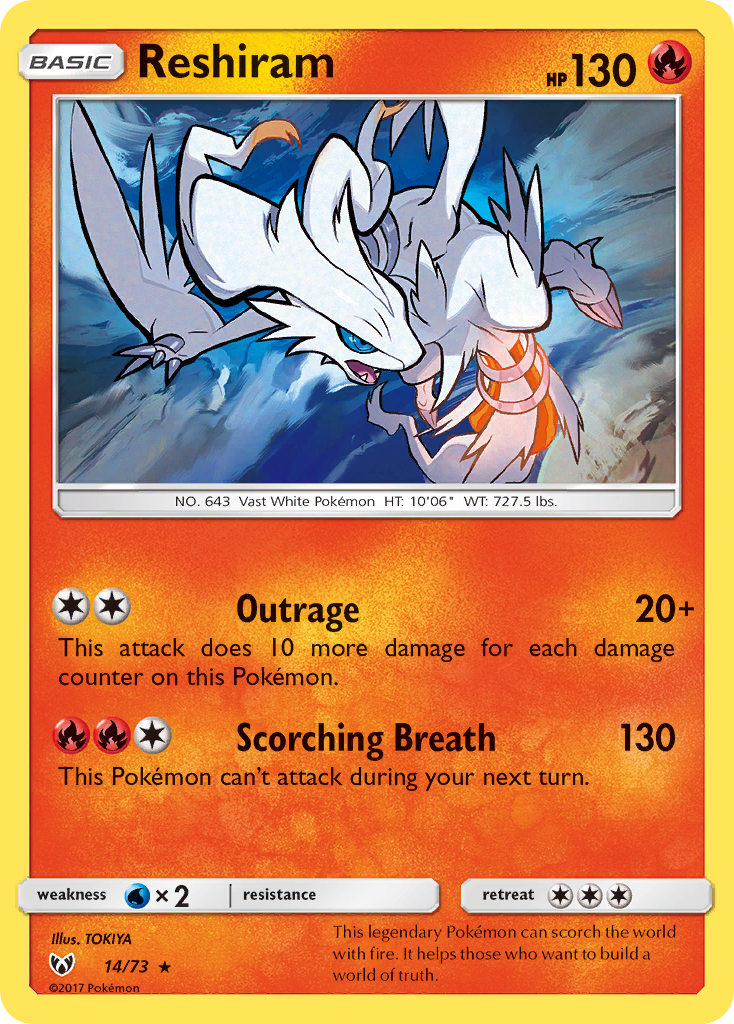 Reshiram (14/73) [Sun & Moon: Shining Legends] | Event Horizon Hobbies CA