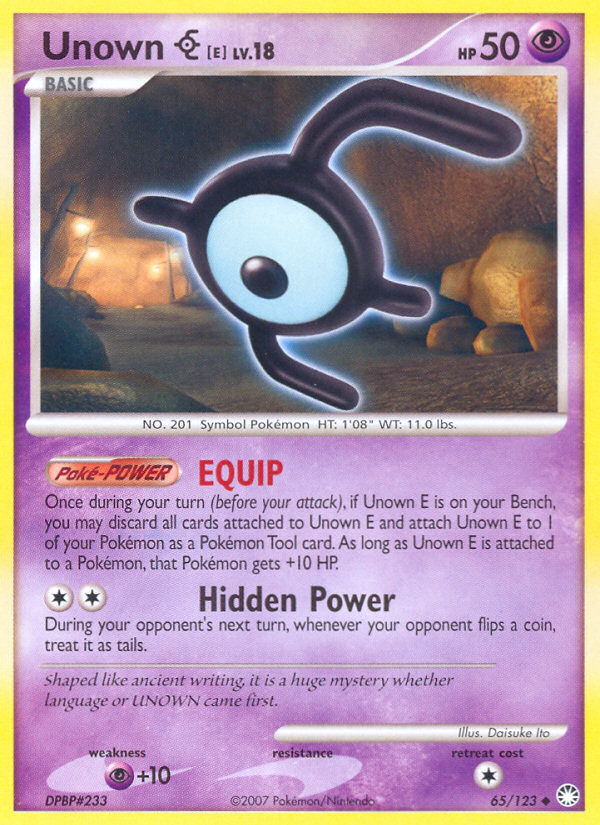 Unown E (65/123) [Diamond & Pearl: Mysterious Treasures] | Event Horizon Hobbies CA