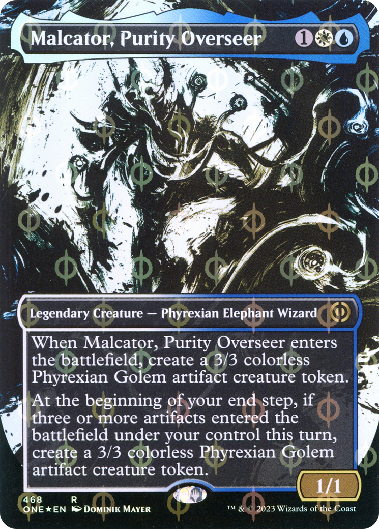 Malcator, Purity Overseer (Borderless Ichor Step-and-Compleat Foil) [Phyrexia: All Will Be One] | Event Horizon Hobbies CA