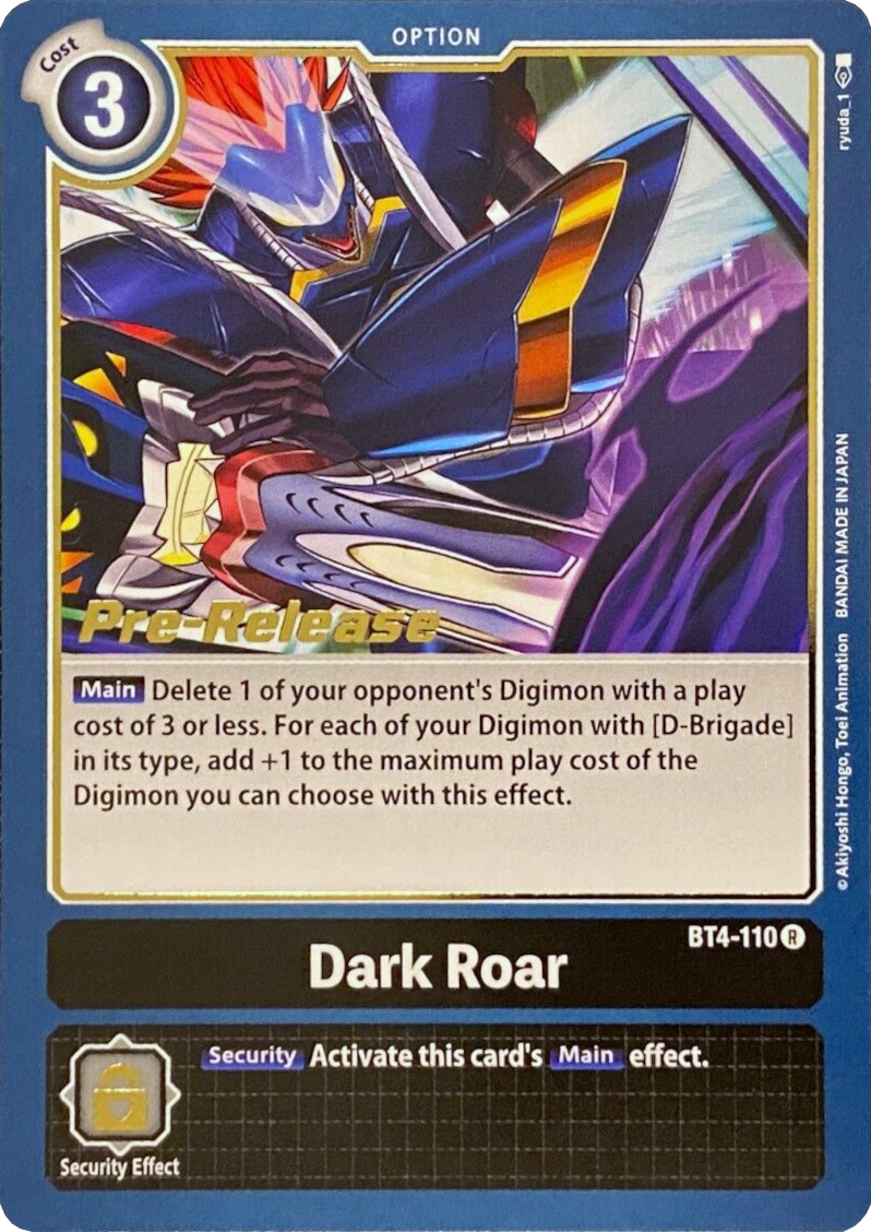 Dark Roar [BT4-110] [Great Legend Pre-Release Promos] | Event Horizon Hobbies CA