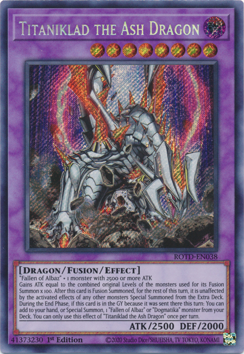 Titaniklad the Ash Dragon [ROTD-EN038] Secret Rare | Event Horizon Hobbies CA