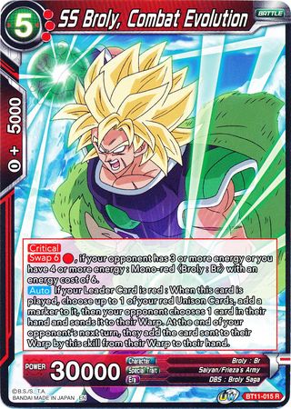 SS Broly, Combat Evolution (BT11-015) [Vermilion Bloodline] | Event Horizon Hobbies CA