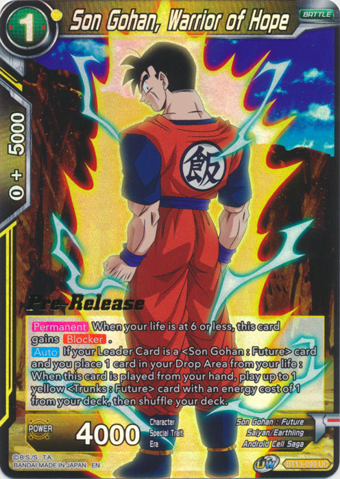 Son Gohan, Warrior of Hope (BT13-099) [Supreme Rivalry Prerelease Promos] | Event Horizon Hobbies CA