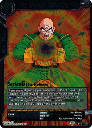 Tien Shinhan, Returning Fire (BT6-111_PR) [Destroyer Kings Prerelease Promos] | Event Horizon Hobbies CA