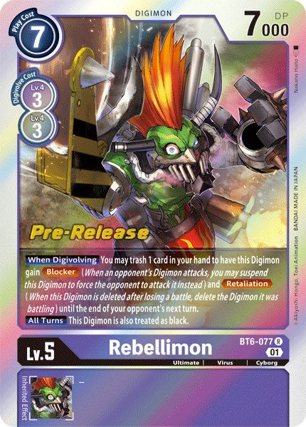 Rebellimon [BT6-077] [Double Diamond Pre-Release Cards] | Event Horizon Hobbies CA