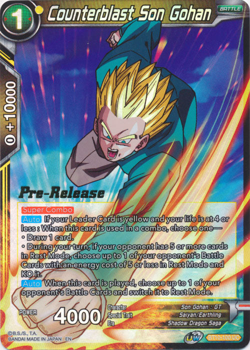 Counterblast Son Gohan (BT10-100) [Rise of the Unison Warrior Prerelease Promos] | Event Horizon Hobbies CA