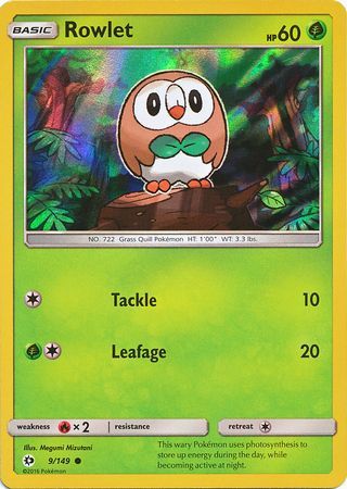 Rowlet (9/149) (Water Web Holo) [Sun & Moon: Base Set] | Event Horizon Hobbies CA