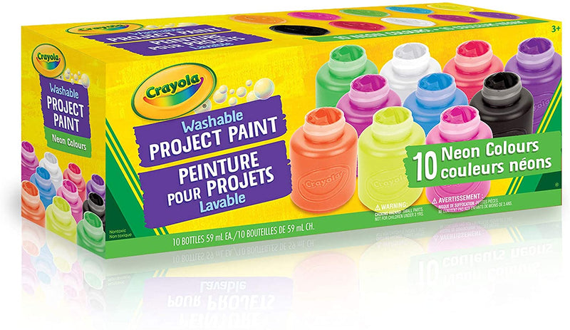 Crayola - Acrylic Washable Paint Set, 10 Neon Colours