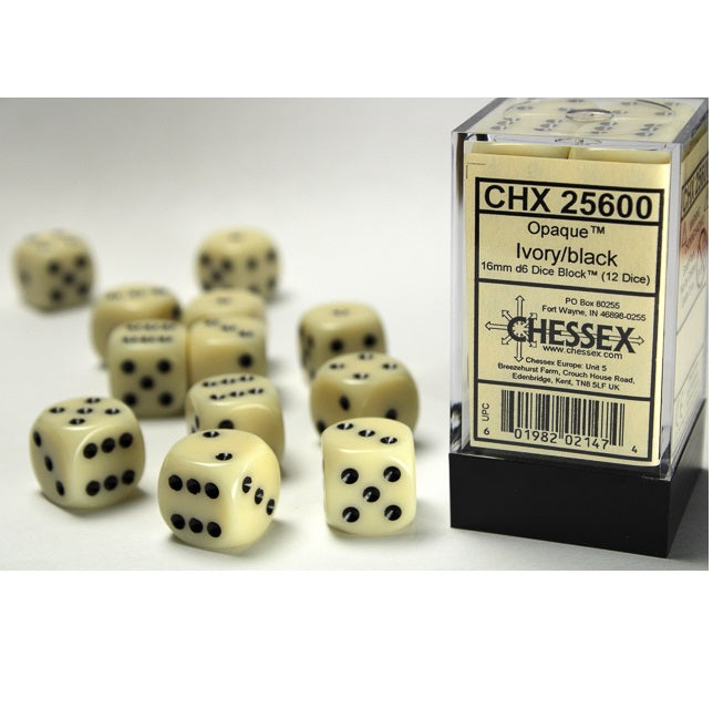 Dice - Chessex - 16mm D6 (12pc) - Opaque | Event Horizon Hobbies CA