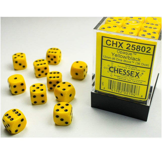 Dice - Chessex - 12mm D6 (36pc) - Opaque