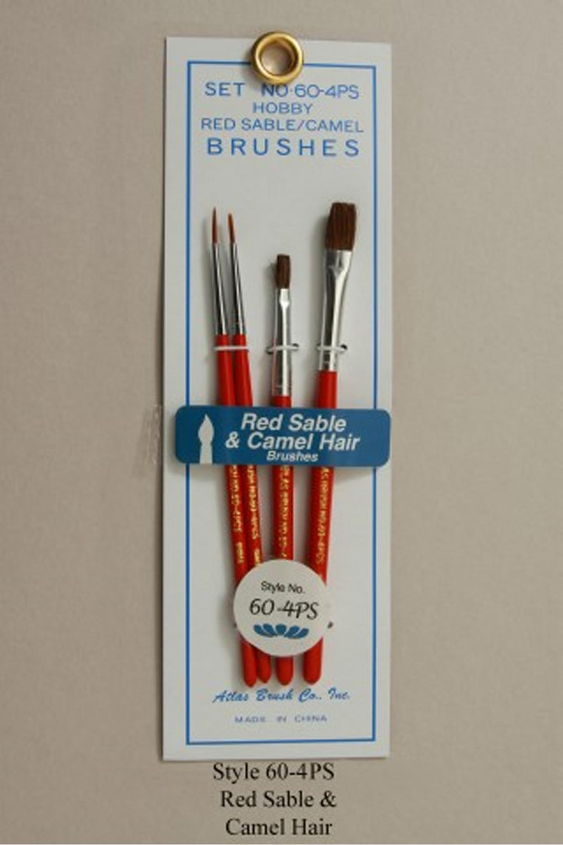 Atlas Brush - Red Sable and Camel Hair - 4pc set